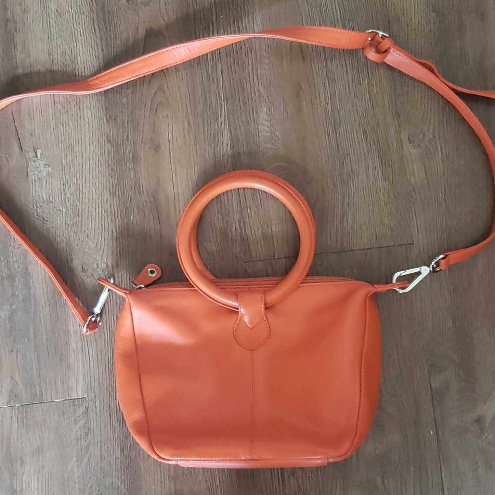 Genuine leather orange purse